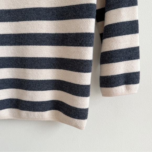 🏷️ SOLD • TORY BURCH • Kim Merino Wool Striped Sweater in Birch/Charcoal • Small - Picture 7 of 12